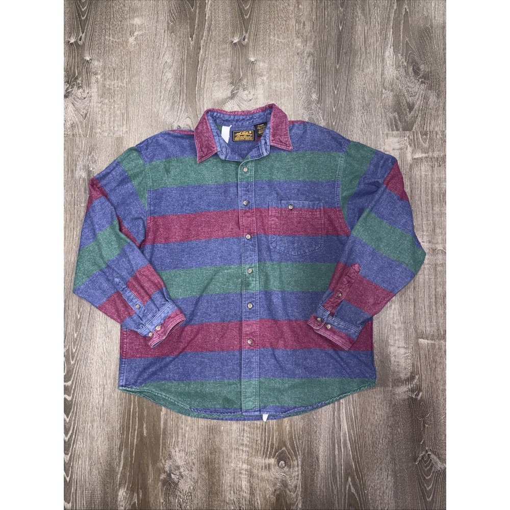 VTG 90's Eddie Bauer Button Heavy Long Sleeve Shacket XL USA Christmas Shirt Y2K